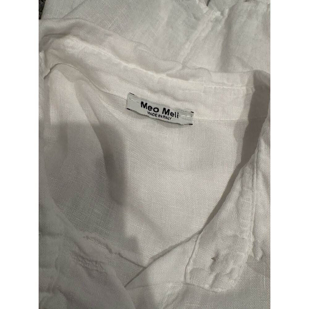 Meo Meli 100% Linen Shirt Dress Button Front Lagenlook White ONE SIZE Italy Made - Picture 6 of 8
